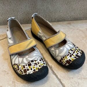 Keen Harvest Canvas Mimosa Patchwork Yellow and Gray Mary Jane Shoes